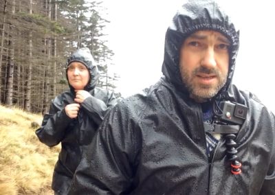 Climbing Slieve Donard, Tina and Alan very wet