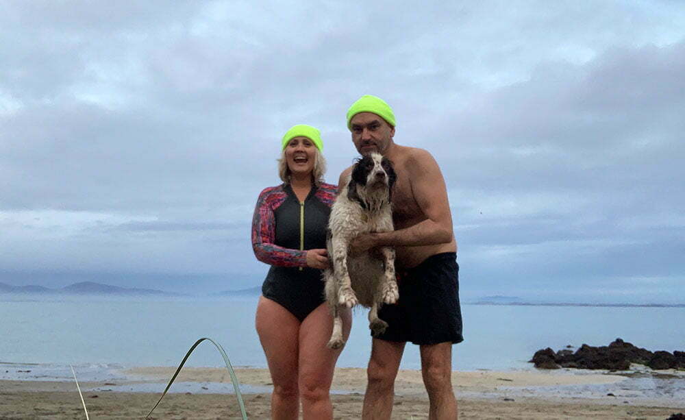 Tina, Alan and Missy Old Head Beach January 2022 Tina, Alan and Missy Old Head Beach January 2022